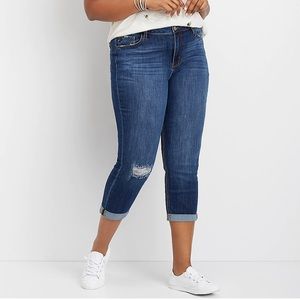 Plus Size KanCan High Rise Destructed Cropped 16W